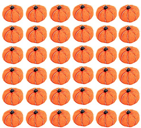 Sfcddtlg 36 PCS Halloween Small Felt Pumpkin-Mini Fall Autumn Handmade Wool Felt Pumpkins for Crafts Thanksgiving Halloween Farmhouse Decoration(Pumpkin Color)