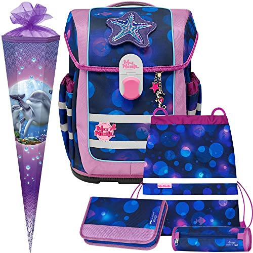 Primus-Versand OCEAN - Delfin - McNeill ERGO COMPLETE mit McAddy Schulranzen-Set 6tlg. mit SCHLÜSSELANHÄNGER - SCHULTÜTE GRATIS DAZU
