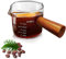 SYXLS Vaso de Medición de Doble Boquilla con Mango de Madera, Vaso Medidor Espresso, Vaso de Cristal con Doble Boquilla Para Café con Escala Resistente a la Temperatura, con Mango de Vertido