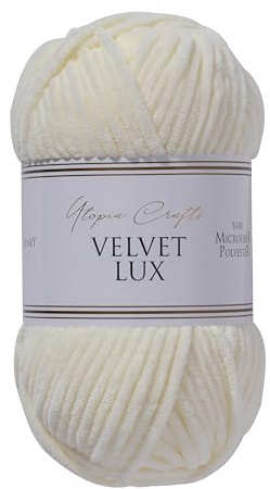Utopia Crafts Velvet Lux Chenille Yarn 100g (Ivory)