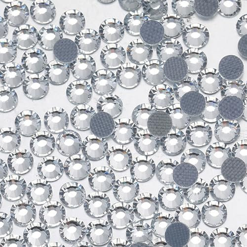 IOSPKKIO® 4320 Stück Hotfix-Strasssteine, Schmelzkleber auf der Unterseite, für DIY-Kleidungsdekoration, handgefertigte Taschenarbeiten, für Damen-Hochzeitskleider (weiß,SS10,2.7-2.9mm)