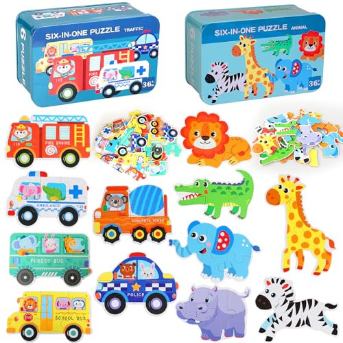SAMISO Kinderpuzzle 12 Stücke Puzzle für Kinder Puzzle,Holzpuzzle für Kinder,Lernspielzeug für Kinder 2,3,4 Jahren,Frühes Lernen Lernspielzeug Geschenke,Weihnachten,Geburtstag, Kinderstag Geschenk