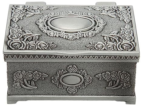 Metall Schmuckkästchen, Vintage Rechteckige Schmuckdose, Kleine Schmuckaufbewahrungsbox, Ohrringe Schmuckbox, Schmuckschatulle Geschnitzt Hochzeit Souvenir Behälter für Ringe, Ohrringe, Halsketten