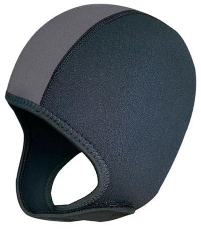 Cagoule de Plongée sous-Marine en Néoprène 3mm pour Hommes et Femmes, avec Mentonnière, Garde Au Chaud, Chapeau de Surf, Chapeau de Bain pour Canoë et, Gris-Noir