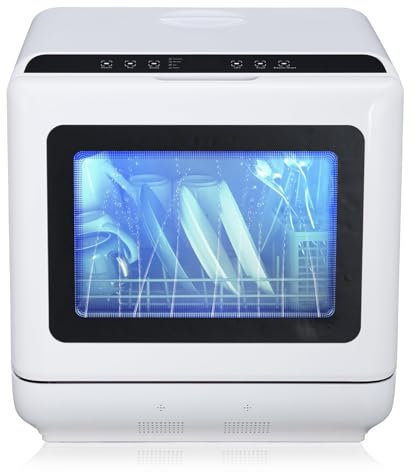 Mini Dishwasher, Table Top Dishwasher with 4 Place Settings, 5L Built-in Water Tank, 5 Programmes, Two Water Supply Modes and Delay Start, Perfect for Small Families, Couples