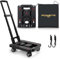 POWSTR Folding Hand Truck 4 Wheels Trolley on Wheels with 2 Elasticated Cords,Portable Dolly for Moving,180 Kg Capacity Heavty Duty Luggage Cart for Travel,Moving,Shopping