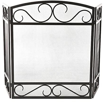Schermi decorativi Griglia per caminetto Parascintille in ferro a 3 pannelli Parascintille per camino Parascintille pieghevole Rete in ferro Divisorio per camino Parascintille per camino Nero Par