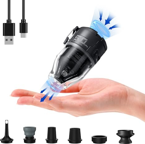 FLEXTAILGEAR Electric Pump for Inflatables, Air Pump for Mattress & Airbed, 500 L/min, 3.5kPa & 5.0kPa Adjustable, Portable Design with 6 Nozzles, USB-C Rechargeable, 3-Stage Lighting (Black)