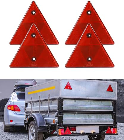 Flaconi 4PCS Catadioptre Remorque,Sicherheits Reflektor Anhänger,Triangle Remorque, Équipement de Remorque Réfléchissant,Atadioptre,Triangle Voiture,Convient aux Voitures,Tracteurs,Camions