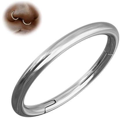 BodyBonita 1Pcs G23 Titanio Piercing Nariz - 20G Joyas para Perforar la Nariz Septum Piercing Cartílago labial Hélice Daith Concha Trago Torre Labret Ombligo Plata 7mm