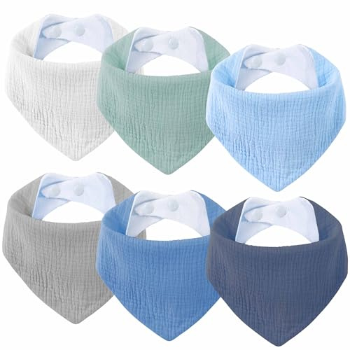 SLOSH Baberos Bebe Recien Nacido Algodón Bebé Niña Niño Bandanas para la Dentición (6, Azul)