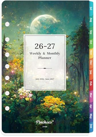 2026-2027 Planner Refills - Planner Refills 2026-2027, JUL 2026 - JUN 2027, 5-1/2 x 8-1/4, A5 Planner Inserts, 26-27 Planner Weekly and Monthly with 7-Hole Punched, Colorful Tabs - Dreaming Moon