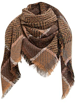 MaNMaNing Sciarpa da donna invernale motivo plaid classico con nappe e tessuto pesante ideale per regalo e uso quotidiano