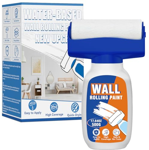 Galitoon Vernice Bianca Muro Interno, Mini Rullo per Ritocchi Parete, Rullo per Piccole Riparazioni di Graffi e Macchie su Pareti, Vernice Coprente Bianco per Piccole Riparazioni Domestiche (500ML)