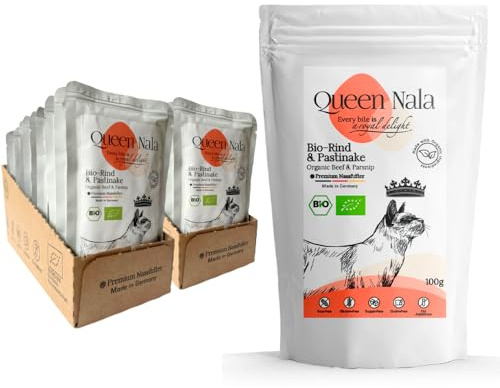 QUEEN NALA - Alimento umido biologico di alta qualità per gatti – manzo e pastinaca: cibo per gatti di alta qualità senza additivi, senza cereali e senza zucchero. Monoproteine e sensitive – Sacchetto