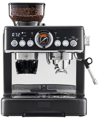 Cooks Professional Bean-To-Cup Espresso Machine | 20-Bar Italian Pump Barista Style Coffee Maker with Integrated Grinder, Steam Wand, 2.6L Water Tank, Portafilter, Tamper & Milk Jug | Black