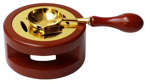 FAYAHAR Calentador de Sello de Cera, Lacre Calentador con Cuchara de Fusión | Calentador de Cera de Madera, Derretido Uniforme, Derretido de Cera Rápido, para Cartas Invitaciones regalos (Estilo 2)