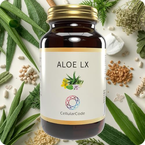CellularCode ALOE LX 60 cápsulas vegetales, Complemento Alimenticio Natural con Aloe Vera, Sen, Malvavisco, Llantén, Hinojo y Lactobacillus 100% Vegano, Sin Gluten, Sin Lactosa
