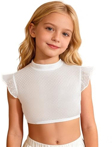 Blouse Fille Dirndl Blanche Chemise pour Fille Manches Papillon Élégante