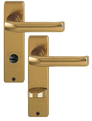 HOPPE Kurzschild Türdrückergarnitur für den Wohnbereich Aluminium F4 Bronze London 113/202KP / SK/OL Bad/WC - Garnitur