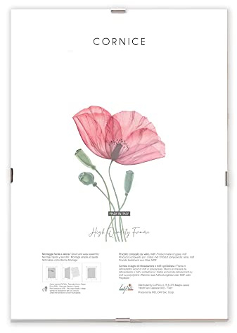 Lupia - Cornice a Giorno APPLY con Pannello Frontale Crilex in Acrilico, Made in Italy, Trasparente, per foto, documenti, pergamene, diplomi, stampe artistiche, poster, quadri moderni 30x40 cm
