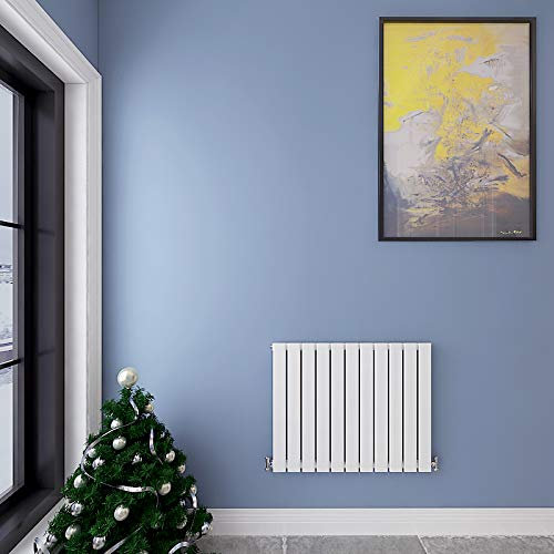 Acezanble∣Horizontal Designer Flat Panel Radiator White 600x748mm Single Panel Central Heating