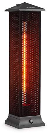 blumfeldt Heat Tower - Radiateur Infrarouge électrique sur Pied, Infrarouge, 1500W, IR ComfortHeat, élément Chauffant en Carbone, Protection IP55, Grille de Protection floquée, Look rétro, Noir