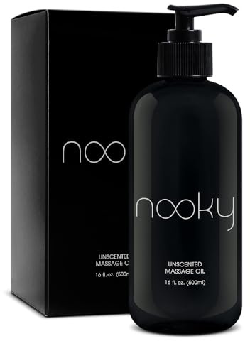 Nooky Massage Oil with Fractionated Coconut Oil for Massaging 16 Ounce (Unscented)
