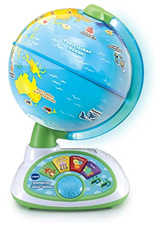 VTech Interaktiver Junior-Globus – Leuchtender Kinderglobus mit 48 Touch-Punkten, 3 Spielmodi und Musik – Für Kinder von 3-6 Jahren