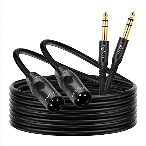 Twozoh XLR Male to 1/4 Inch Jack TRS Cable 2 Pack, balanced 6.35mm Plug to 3 pin XLR, Quarter inch Stereo Male Guitar Cable 1M (Profesional/Hifi)
