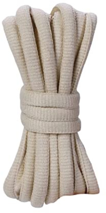 [PAIR] Oval Round Shoe laces, 6mmx140cm, Soft Trainer Lace, Sneaker Lace, Polyester Knit, Sports, Casual, Hiking, Mountaineering, Walking, Running (Dark Cream)