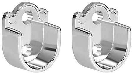 TOP-VIGOR 2Pcs Wardrobe Pole Bracket, 19mm Dia U Shaped Shower Curtain Rail, Zinc Alloy Flange Rod Holder Shower Curtain Rod Pole End Supports