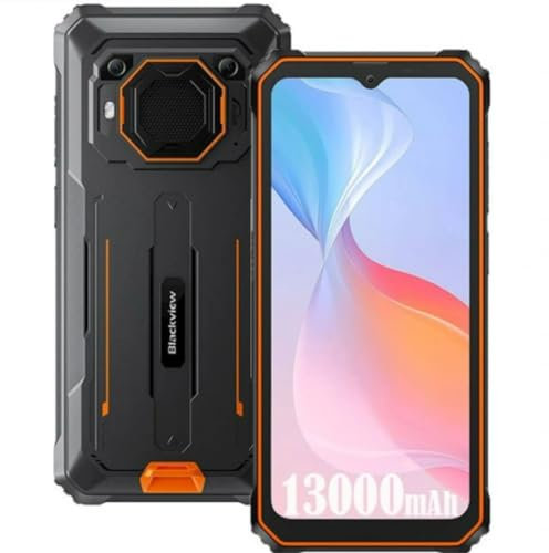 Outdoor Handy Ohne Vertrag Blackview BV6200 PRO,12GB+128GB(1TB Erweiterung), 13000mAh Akku, 6,56'' HD+, ArcSoft® 13MP+8MP, Android 13 DUAL SIM IP68 MIL-STD-810H Wasserdichtes Smartphone, Orange