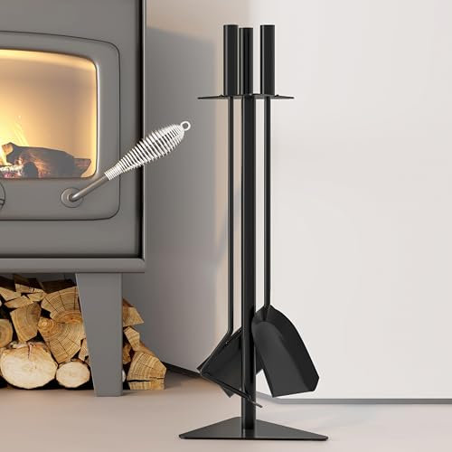 Kingson Set di 4 accessori per camino, con pala, attizzatoio e spazzola, altezza 58 cm, ideale per bruciatori a legna e accessori per caminetto