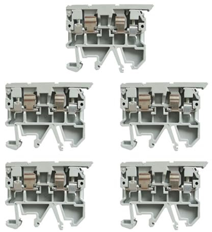 Lot de 5 blocs de raccordement électriques - Connecteur de montage sur rail DIN - Type de vis - Porte-fusible - Bornes à sertir pour boîtes de distribution