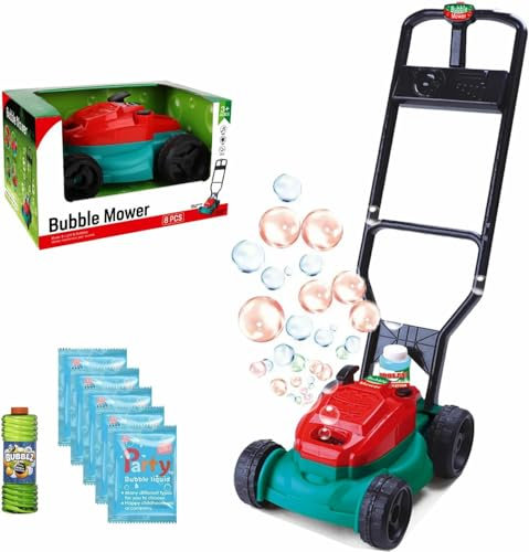 Sobebear Bubble maker Garden Mower Machine with 6 refile bubble solution Lawn Mower Bubble for Children, Ideal Toy for Summer Outdoor Party, 3+ Years (GARDEN TOOL SET WITH LIGHT & MUSIC)