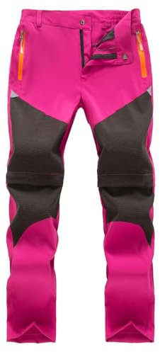 Echinodon Kinder 2-in-1 Outdoorhose Sommer Zipp Off Hose Schnelltrocknend Dünn Leicht Wanderhose Trekkinghose Rosa 140