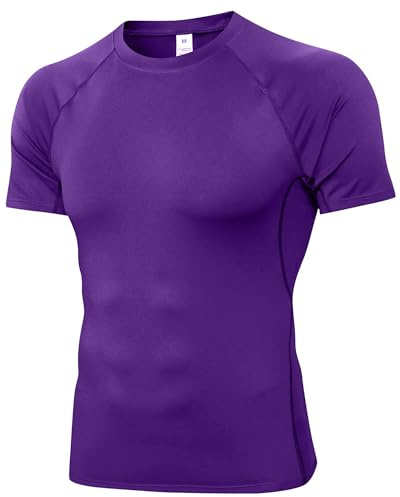 Yuerlian Compression Shirt for Men Short Sleeve Running Gym Quick Dry Top