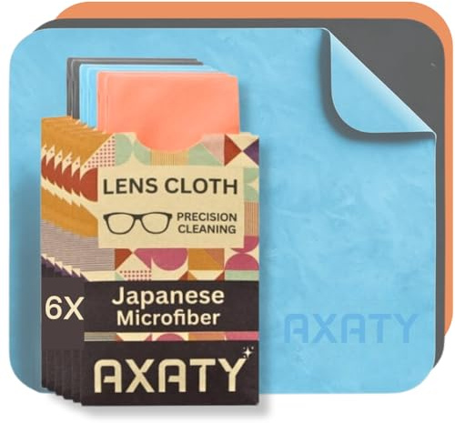Axaty Glasses Cleaning Cloths 6× Premium Japanese Microfiber Lens Cloths for Glasses, Spectacles, Screens & Cameras – Lint-Free, Streak-Free, Blue, Fluorescent, Dark Grey (LENS CLOTH SET)