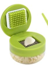 Byfoyif 4 Kits Presse Ail Manuel, Écrase Ail Cuisine avec Outil Éplucheur en Silicone et Brosse 2 en 1, Hachoir à Ail Pressé avec Lame en Acier Inox, Coupe Ail Rapide Lavable, pour Cuisson Restaurant