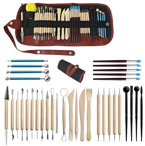 36 Pezzi Strumenti Argilla, Set di Strumenti per Ceramica e Modellismo, Kit Completo di Scultura in Argilla, Strumenti Versatili per Artisti e Principianti, Ideale per Modellare, Intagliare e Decorare