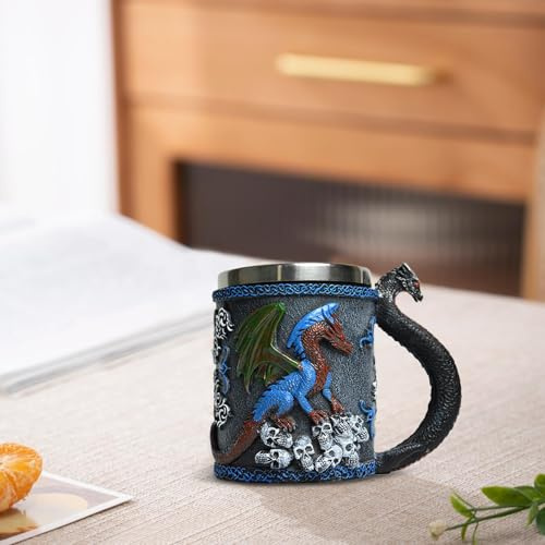 Generico Medievale - Taza Da Caffè Da Collezione Da 420 Ml Con Manico, Boccali In Ceramica Riutilizzabili, Boccale Da Tavola Rustico, In Ceramica Riutilizzabile, Tazze Dissetanti Per Tè, Latte, Bi