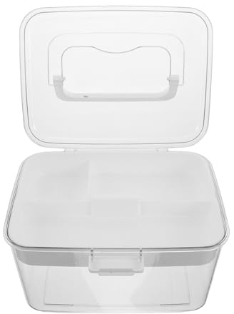 BAZEITFLOW Boîte à Pharmacie Portable Transparente avec Poignée Compartiments Multiples pour Remède Trousse de Secours Familiale Légère en Plastique Rangement Pratique Maison Voyages