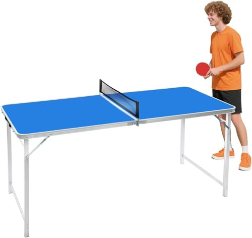 Table de Ping Pong Portable Pliable d'extérieur Table de Ping-Pong avec 2 Raquettes et 3 Balles,pour la Maison, Salle de Divertissement,l'école,d'extérieur,Intérieur