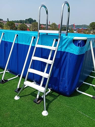 Poolstege ovanför marken – 132 cm hög, 4-stegs säkerhetsstege i rostfritt stål med räcken, stöder upp till 226 kg, perfekt för hem- eller kontorsbruk