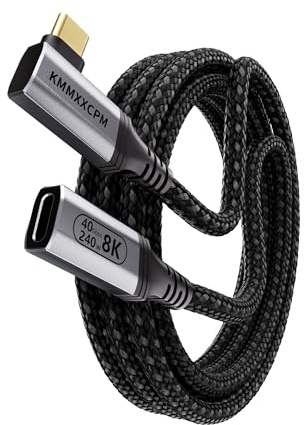 KMMXXCPM 2M Angulo ángulo recto alargo USB C Compatible Con Thunderbolt 4/3,Alargador USB4 Datos 40Gbps,Cable USB C hembra macho 240W Carga Rápida,8K@60Hz/4K@120Hz para Monitor,SSD,Docking,Hub,eGpu.