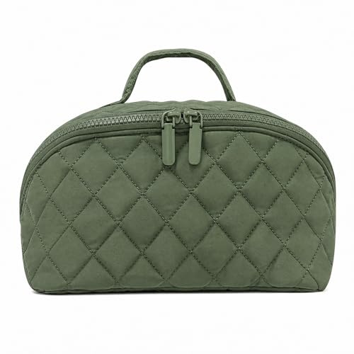 Makeup Bag for Women, Large Capacity Cosmetic Organiser with Compartments | Wide-open flat lay design with waterproof material, perfect for travel, toiletries, beauty storage and everyday use