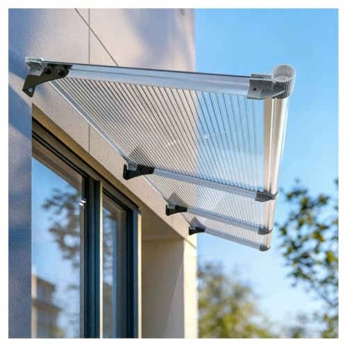 Markis for utomhus, UV-beständig regn- och snösäker husöverhäng | Dörrmarkiser i polykarbonat Exteriör for uteplats, veranda, däck, fönster(57x110cm/22.4x43in)
