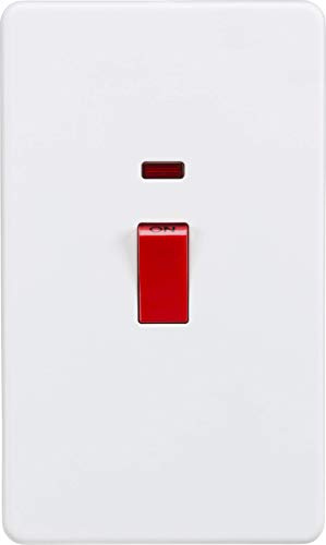 Knightsbridge SF8332NMW Screw Less 45A 2G DP Switch with Neon, White