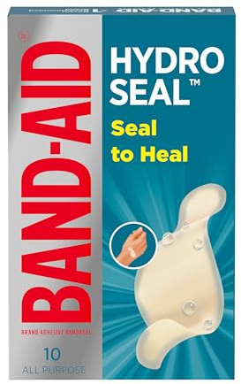 BAND-AID Brand Hydro Seal Adhesive Waterproof Bandages, Hydrocolloid Gel Patch for First Aid, Faster Healing for Minor Blisters, Cuts & Scrapes, 10 Count
